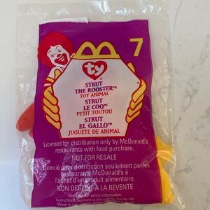 Ty strut the rooster toy animal - new in bag. Rare. Beanie baby